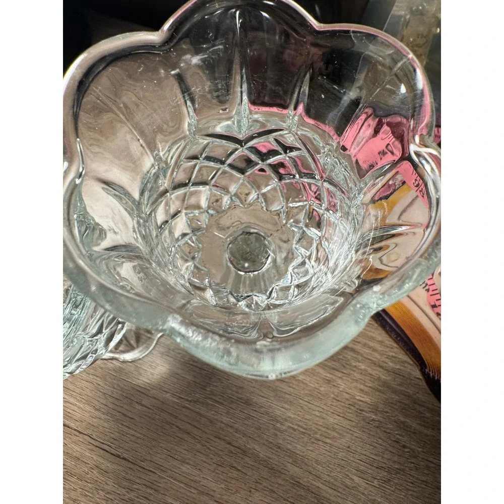Homco Vintage Clear Glass Votive Candle Holder Set 3 Graduated quilted USA